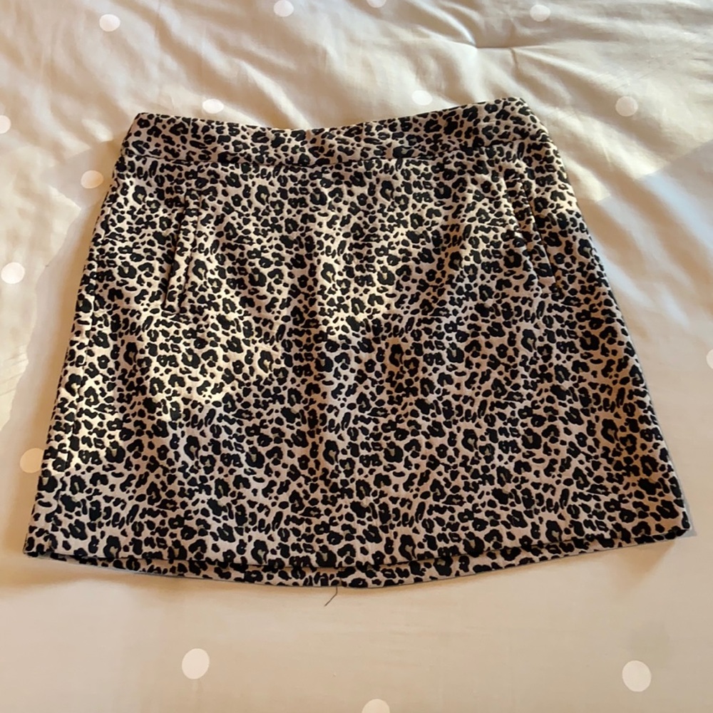 LOFT Leopard Print Skirt - Black and Tan